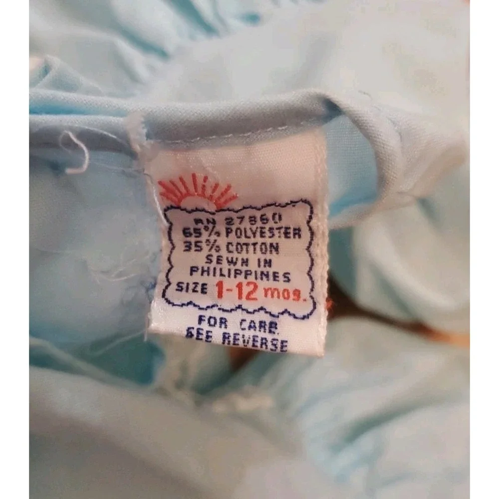 Vintage Baby Girl Dress 1-12 Months Blue Lace Trim